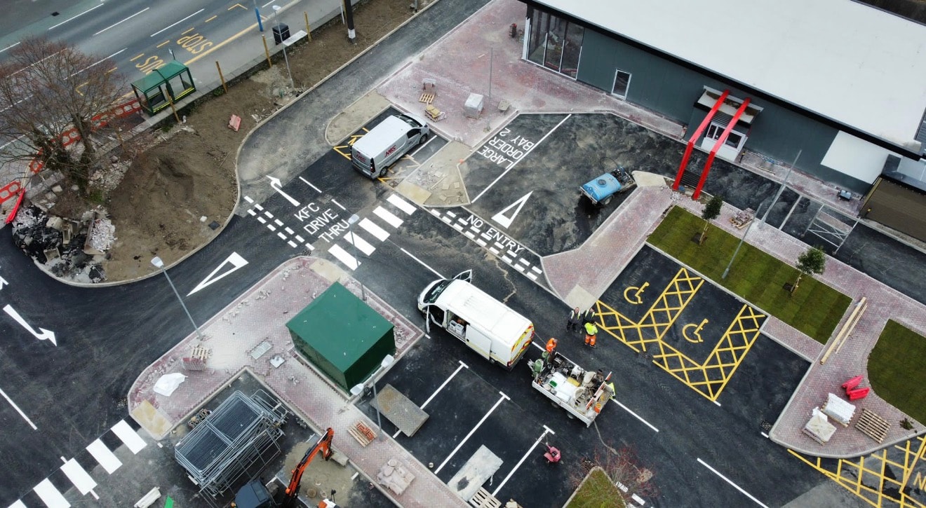 Car park line marking on the Isle of Man