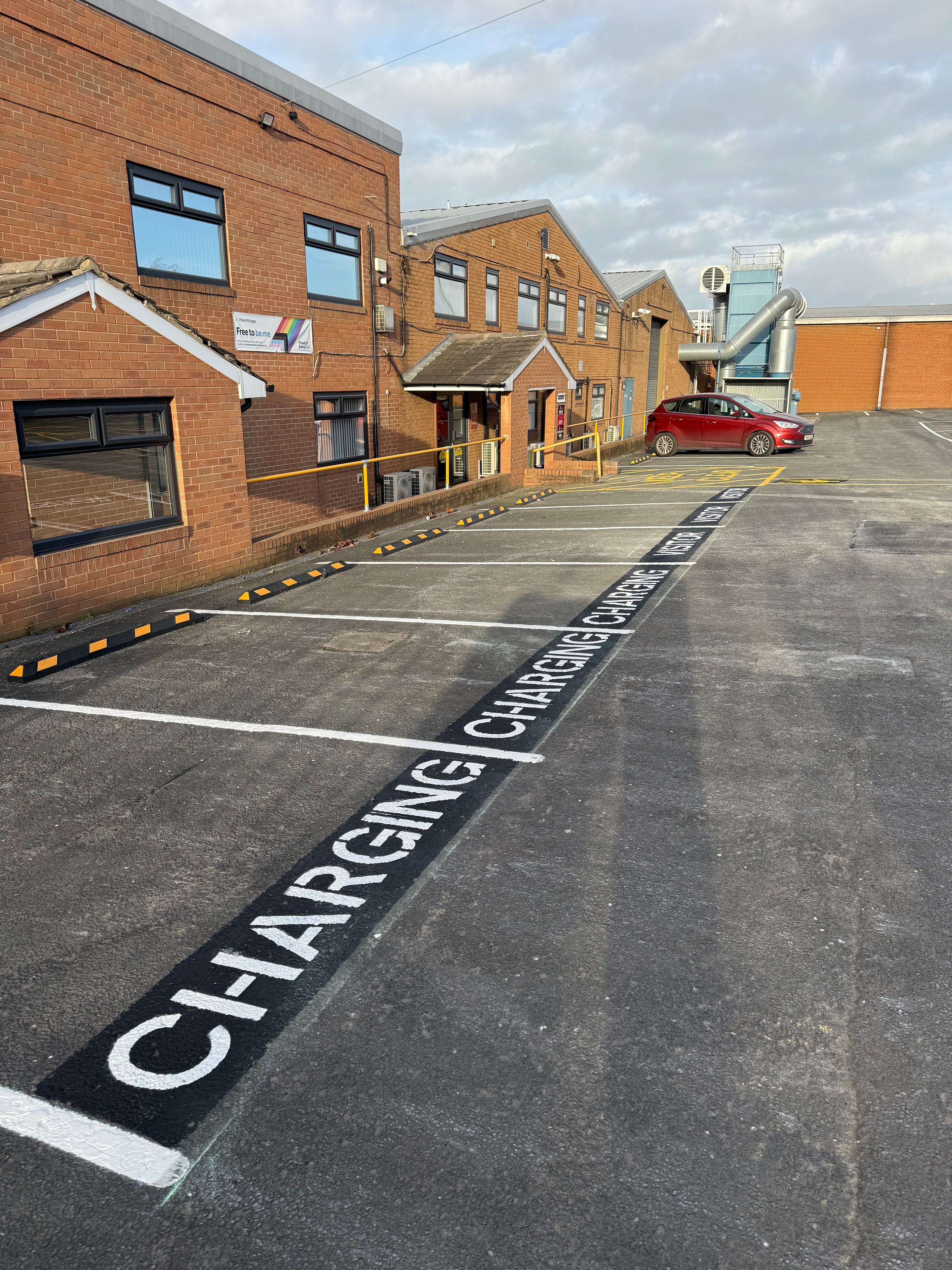 Markex EV charging bay markings — Leeds